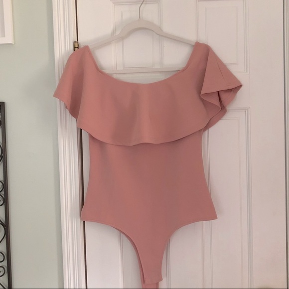 Tops - Blush pink off-the-shoulder body suit